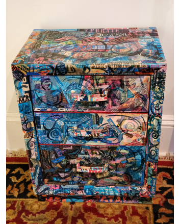 Collaged and Painted End Table 1